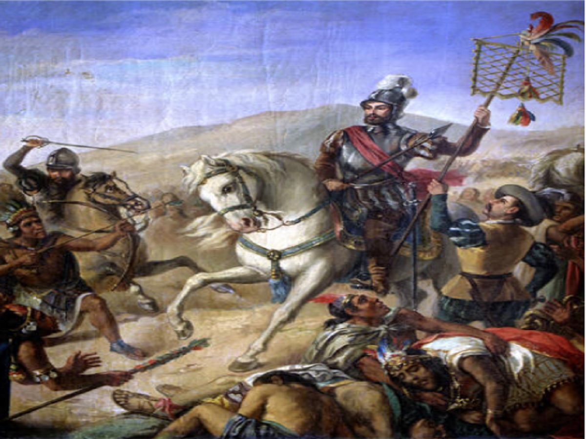 Hernán Cortés en la batalla de Otumba. 1520