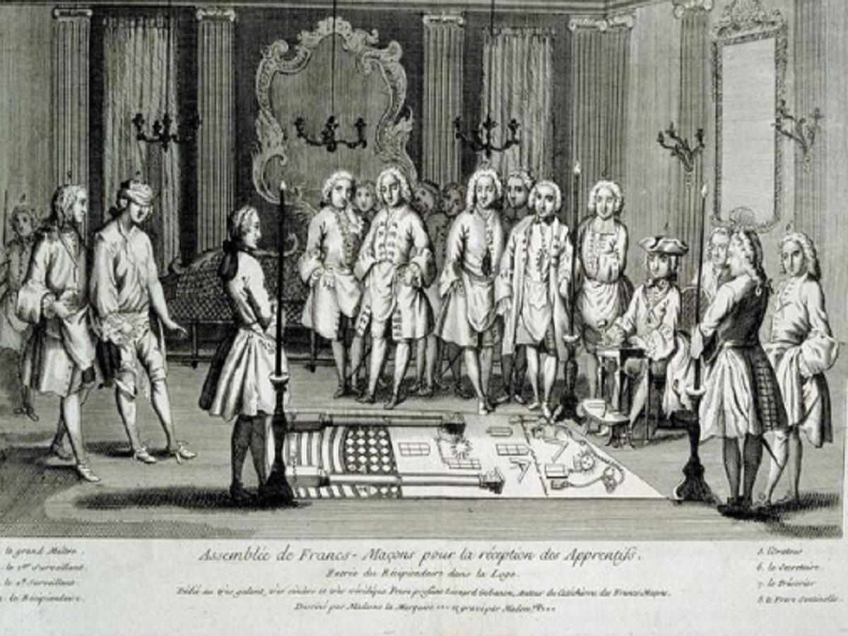 Recepción de aprendiz en la logia de la masonería, 1775