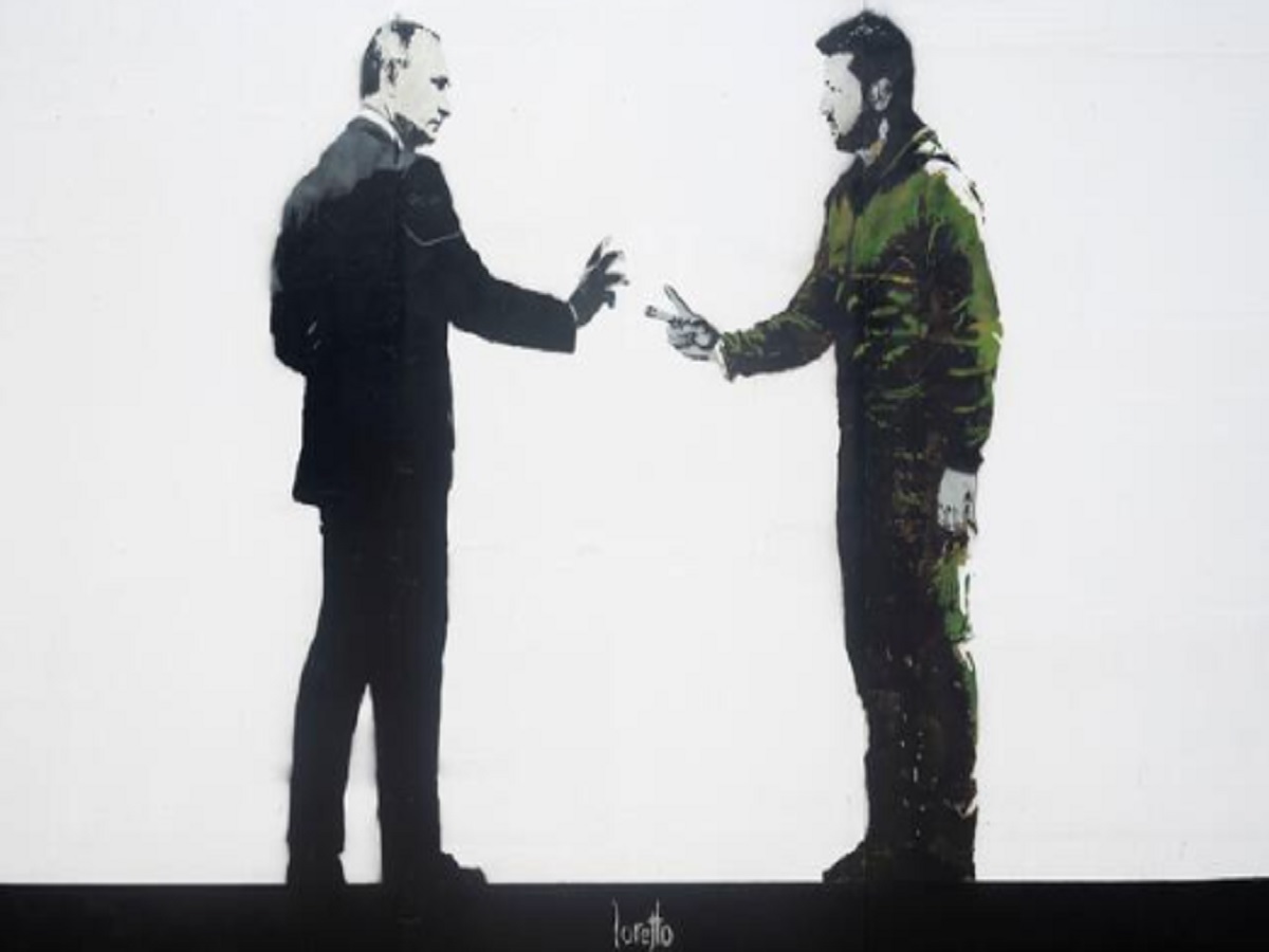 Graffiti Putin y Zelenski